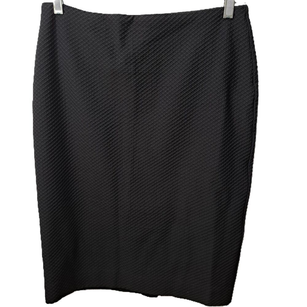 Doncaster Collection Women Black Textured Career Wear to Work Pencil Skirt 6 NEW